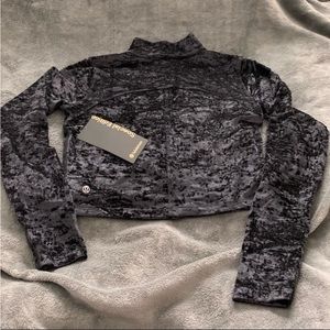 All Aligned Mock Neck Long Sleeve Shirt Crushed Velvet